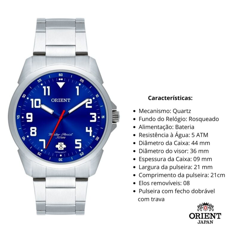 Relógio Orient Masculino Analógico MBSS1154A D2SX Azul - Imagem 3