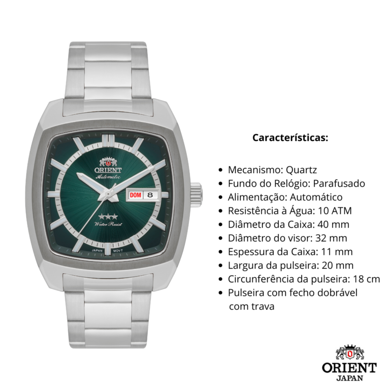 Relógio Masculino Orient Automático Quadrado F49ss031 E1SX - Imagem 3