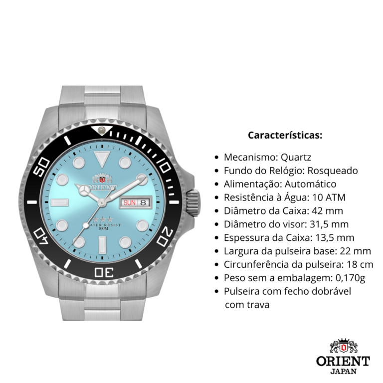 Relógio Orient Masculino Automático NH3SS010 A1SX Azul - Image 3