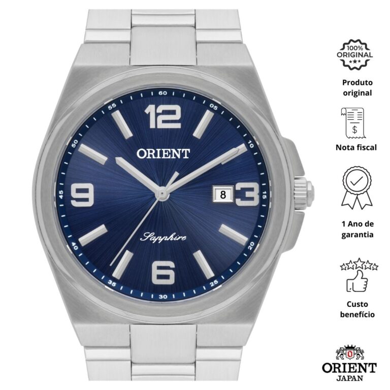 Relógio Orient Masculino Aço MBSS1458 D2SX Cristal Safira - Image 2