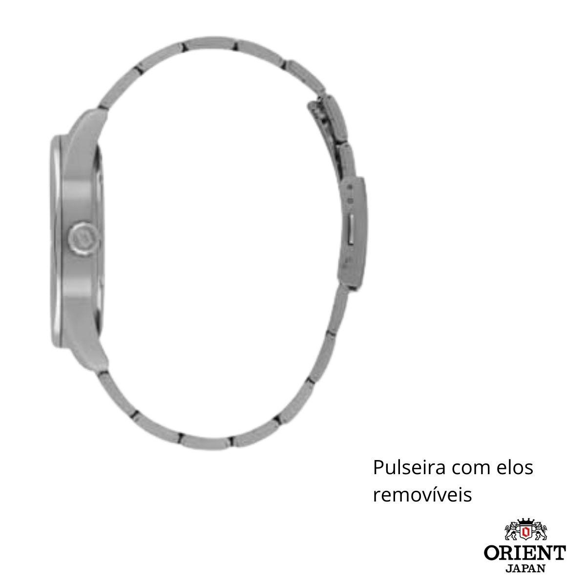 Relógio Orient Masculino Aço Calendário MBSS1464 D1SX AZUL - Imagem 5