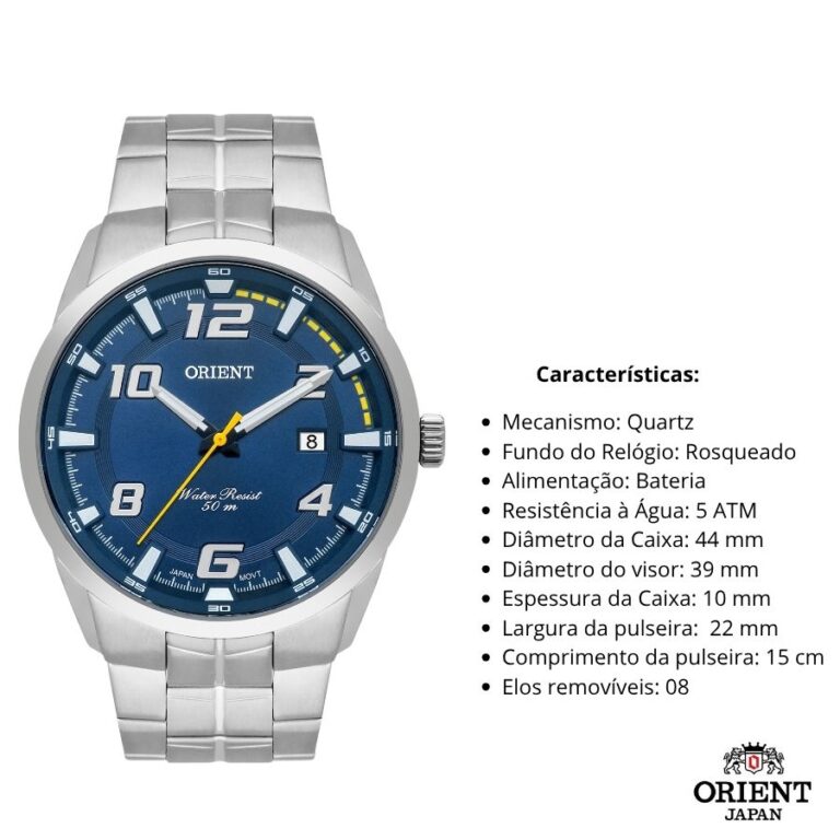 Relógio Orient Masculino Calendário Analógico MBSS1382 D2SX - Imagem 3