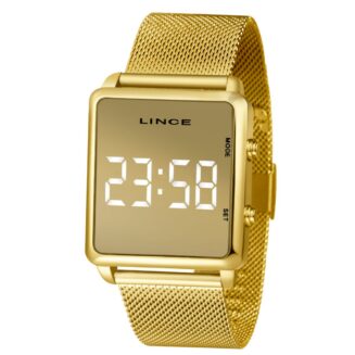 Relógio Lince Feminino Dourado Led Espelhado MDG4619L BXKX