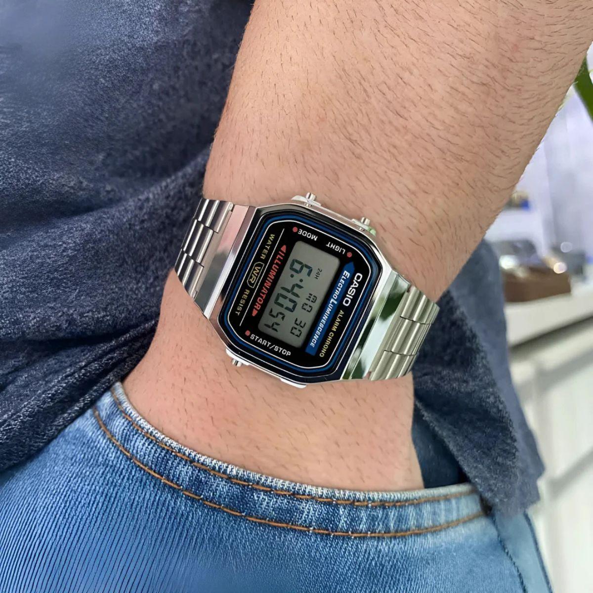 Relógio Casio Vintage Unissex A168WA-1WDF-SC Prata - Imagem 5