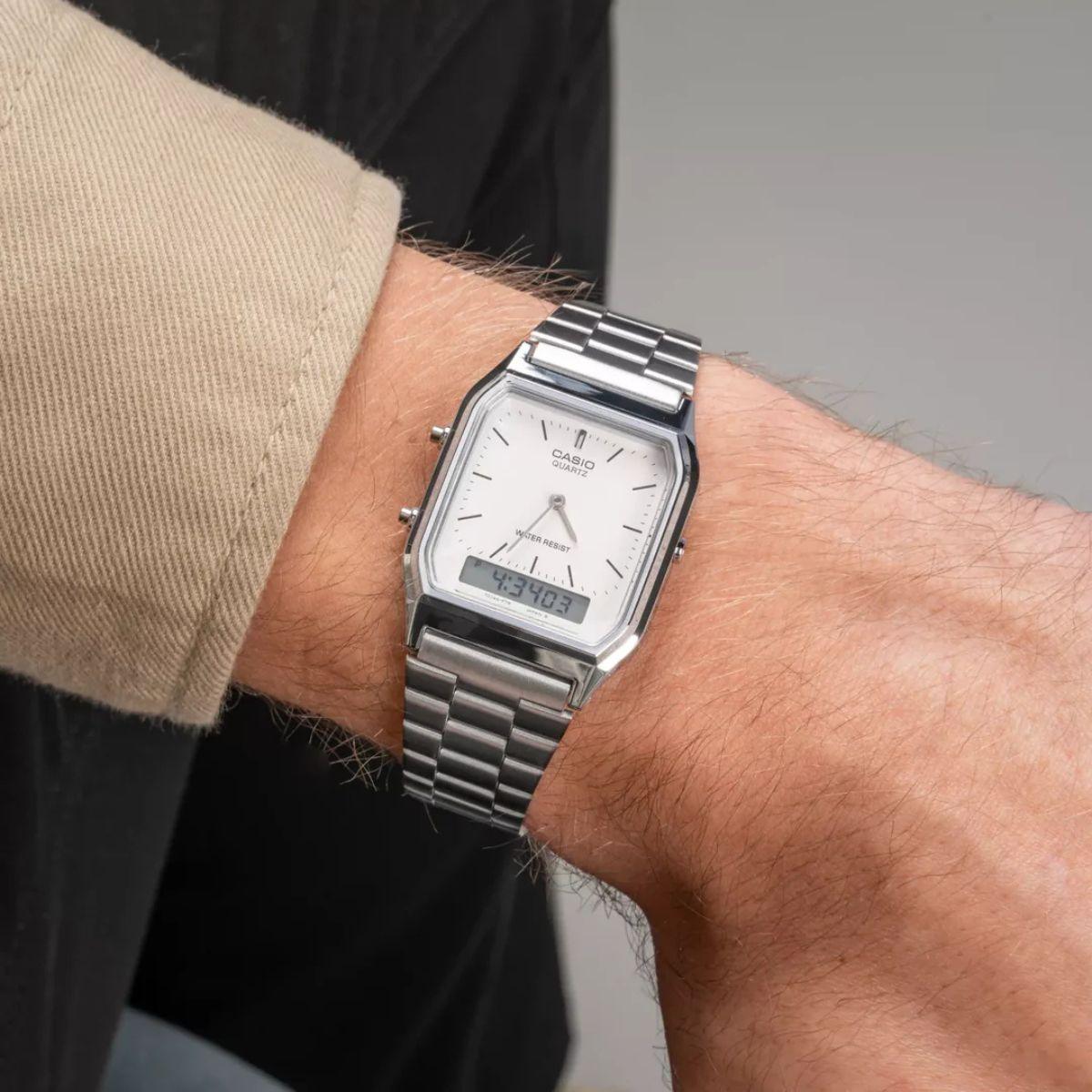 Relógio Casio Vintage Unissex AQ-230A-7AMQYDF-SC Prata - Imagem 7