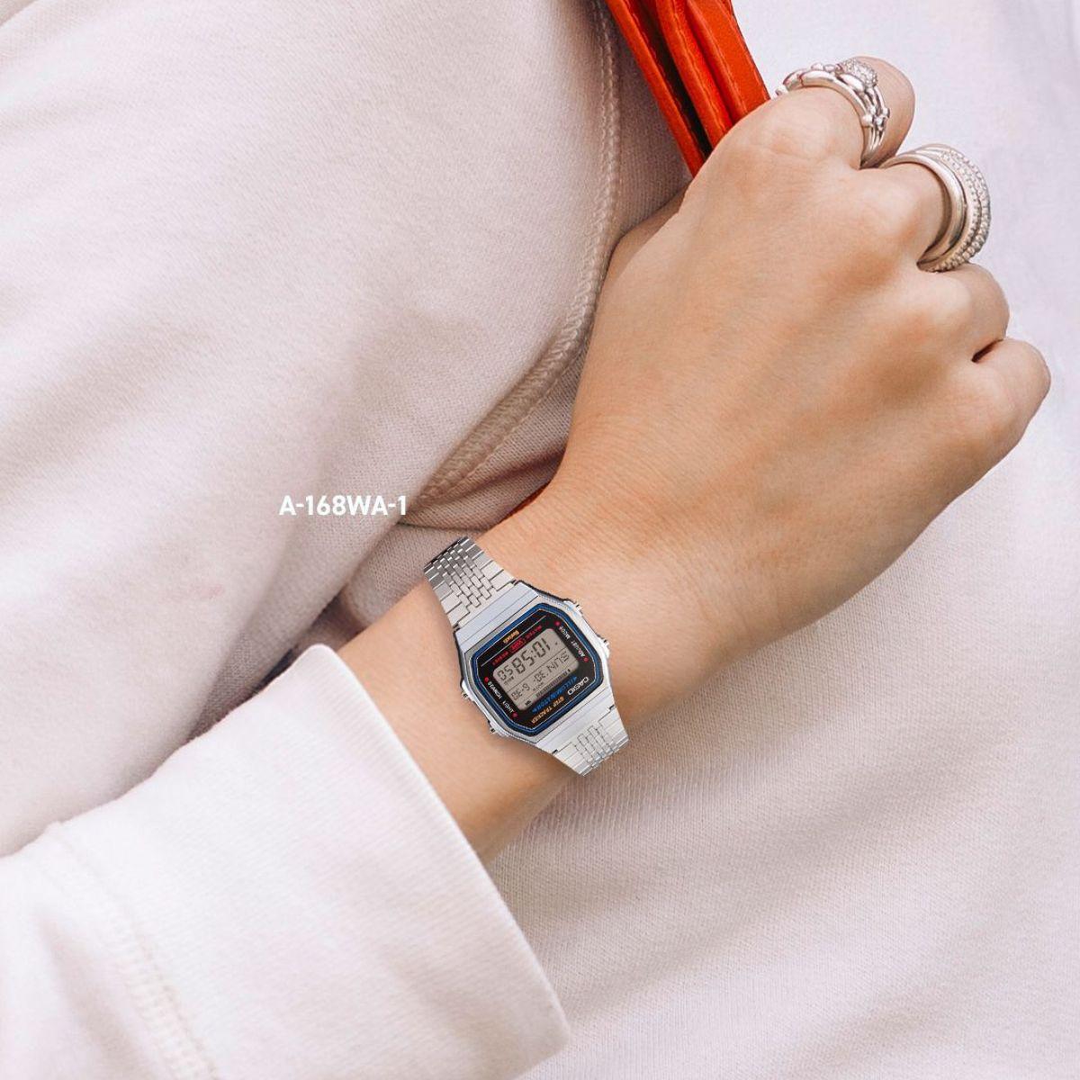 Relógio Casio Vintage Unissex A168WA-1WDF-SC Prata - Imagem 6